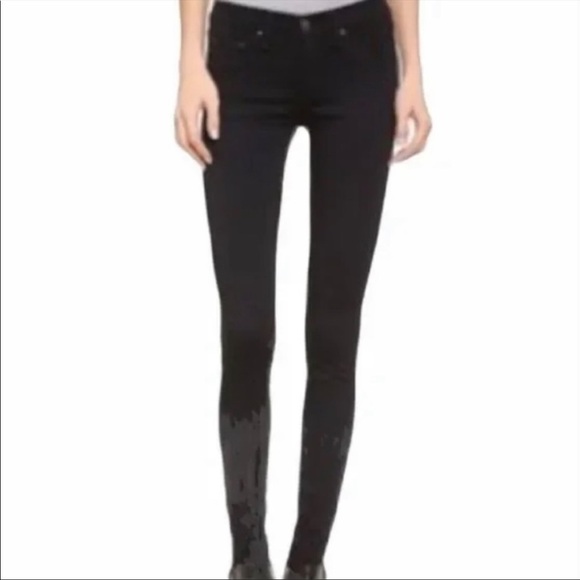 rag & bone JEAN legging 25 - 0 - 2 Black Super Stretch zip fly mid-rise - Picture 3 of 10